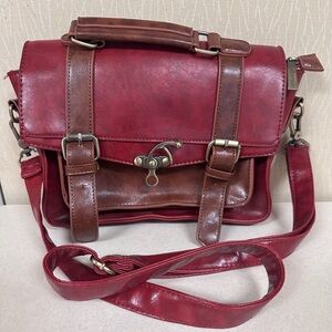 ECOSUSI Red Brown Satchel Crossbody Vintage Style Messenger Bag Purse